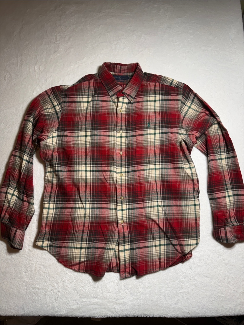 Polo by Ralph Lauren Red and Cream Plaid Button-Down Shirt